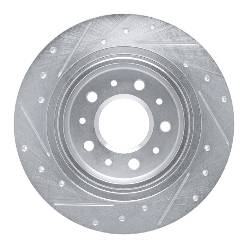 Buick Regal TOURX Brake Rotor (1) - Rear Right - R1 Concepts - Drilled & Slotted - Silver - `16-`25
